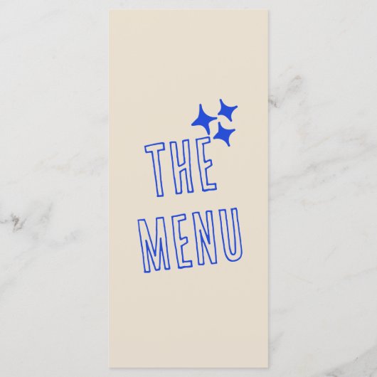Menu Ecrit à la main bleu rétro Bold moderne Mariage am (Dos)