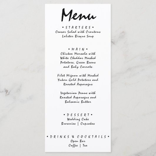 Menu Ecrit main dessiné Retro Quirky Unique Mariage (Devant)