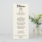 Menu Ecrit main dessiné Retro Quirky Unique Mariage (Debout devant)