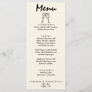 Menu Ecrit main dessiné Retro Quirky Unique Mariage