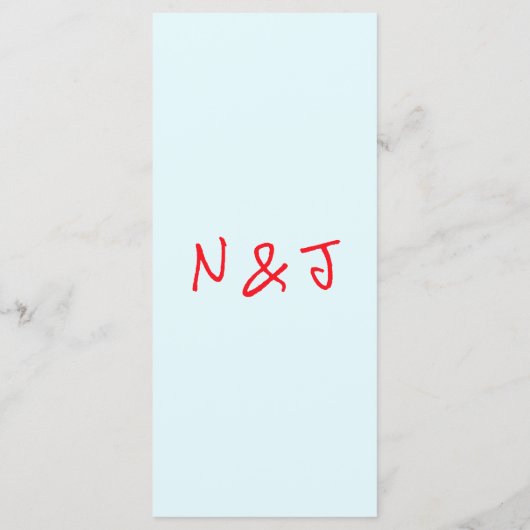 Menu Écrite à la main Bleu Rouge Rétro Mariage ironique (Dos)