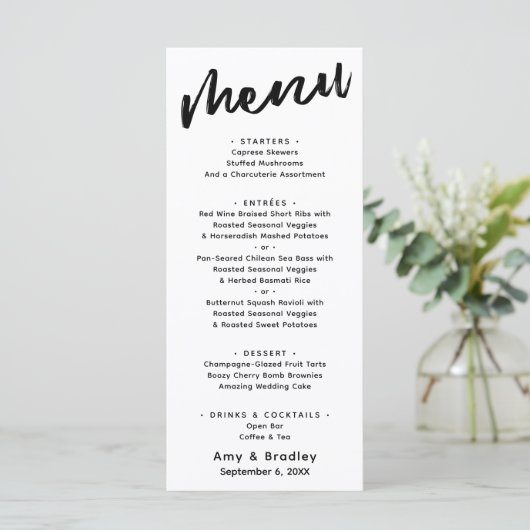 Menu écriture décontractée moderne écriture simple Typo (Debout devant)