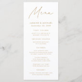 Menu Écriture dorée moderne pour mariage (Devant)