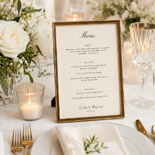 Menu Écriture élégante en ivoire classique pour mariage