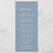 Menu Écriture élégante mariage bleu poussiéreux (Devant)