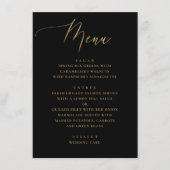 Menu Écriture Élégante | Mariage Classique Noir et Or (Devant)