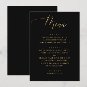 Menu Écriture Élégante Mariage Classique Noir et Or