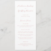 Menu Écriture Gras Mariage Élégant Rose (Devant)