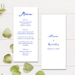 Menu Écriture manuscrite bleu clair moderne Mariage de<br><div class="desc">Ce délicieux menu mariage présente une police manuscrite fantaisiste et ludique dans des tons bleu vif époustouflants. En complément de toute célébration mariage amusante et dynamique, ce menu peut être customisé pour répondre à vos préférences personnelles.</div>