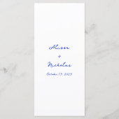 Menu Écriture manuscrite bleu clair moderne Mariage de  (Dos)