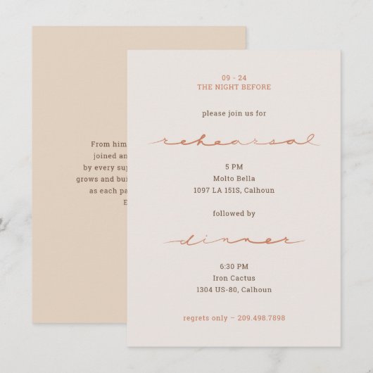 Menu Écriture manuscrite de mariage (Devant / Derrière)