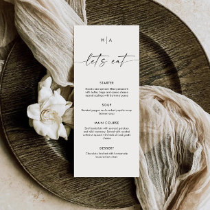 Menu Écriture manuscrite élégante avec monogramme pour