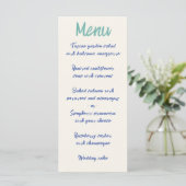 Menu Écriture manuscrite Gras Retro Vert Mariage bleu (Debout devant)