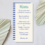 Menu Écriture manuscrite Gras Retro Vert Mariage bleu<br><div class="desc">Écriture manuscrite Gras Retro Green Blue Mariage Carte menu - également un bon choix pour toute autre célébration comme un anniversaire ou une fête d'été.</div>