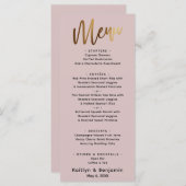 Menu Écriture manuscrite minimale or Typographie Rose d (Devant / Derrière)