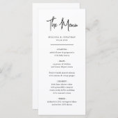 Menu Écriture manuscrite minimaliste moderne Mariage (Devant / Derrière)