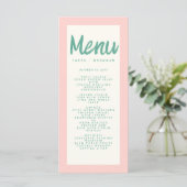 Menu Écriture manuscrite rose verte Typographie Mariage (Debout devant)