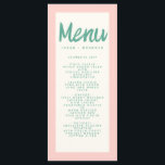Menu Écriture manuscrite rose verte Typographie Mariage<br><div class="desc">Écriture manuscrite rose verte Typographie Retro Mariage Menu</div>