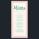 Menu Écriture manuscrite rose verte Typographie Mariage<br><div class="desc">Écriture manuscrite rose verte Typographie Retro Mariage Menu</div>