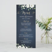 Menu Écriture or moderne marine bleu blanc mariage flor (Debout devant)
