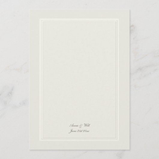 Menu Ecru Dreams Triple Frame Mariage traditionnel (Dos)