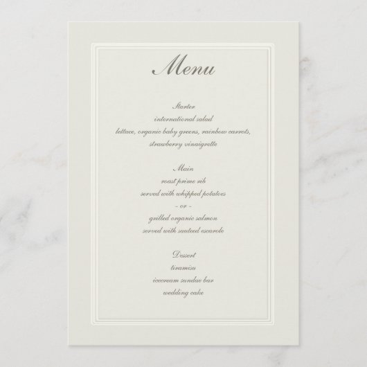 Menu Ecru Dreams Triple Frame Mariage traditionnel (Devant)