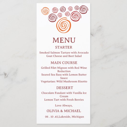 Menu Editable Abstract African Shape Ethnic Wedding  (Devant)