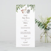 Menu Editable, Baby shower Woodland (Staand voorkant)