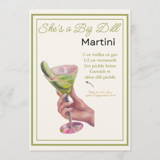 Menu Editable She's a Big Dill Martini Recette Card