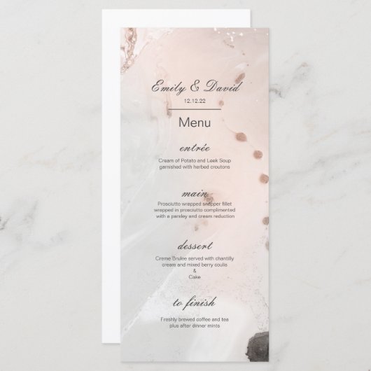 Menu Editable, Wedding Menu, Baby shower, Bridal (Voorkant / Achterkant)