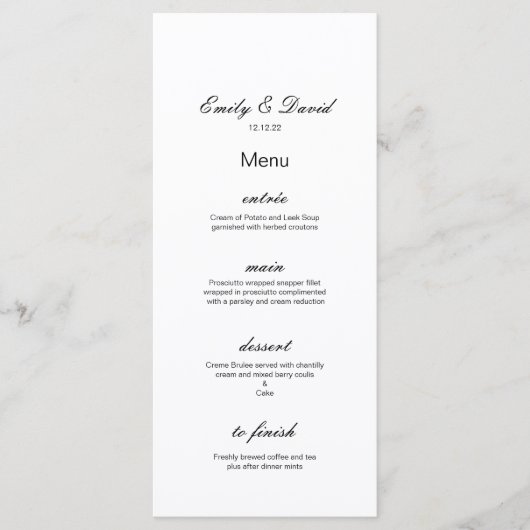 Menu Editable, Wedding Menu, Baby shower, Bridal (Voorkant)