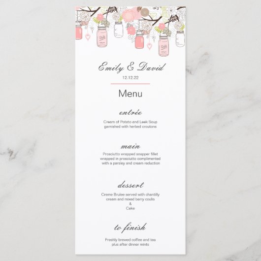 Menu Editable, Wedding Menu, Baby shower, Bridal (Voorkant)