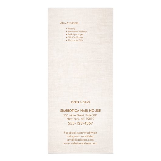 Menu Eenvoudig beige Salon Spa Price List Service (Achterkant)