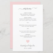 Menu Eenvoudig bruiloft in Cute Pink Heart (Voorkant / Achterkant)