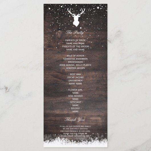 menu Eenvoudig geluid en sneeuwvlokken (Achterkant)