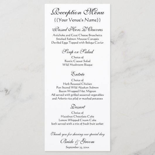 Menu Eglise d'Auvers par Vincent van Gogh Mariage (Devant)