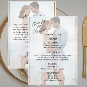 Menu Élégance Classique Photo & Remerciements Mariage