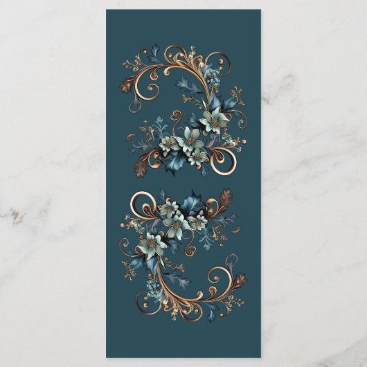 Menu Élégance florale dorée (Dos)