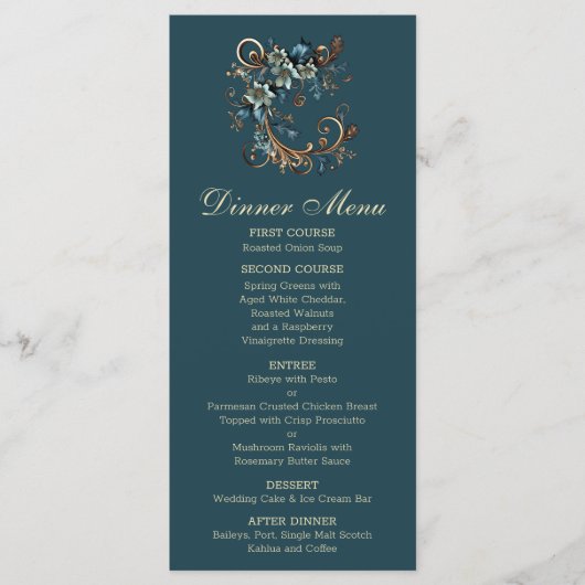 Menu Élégance florale dorée (Devant)