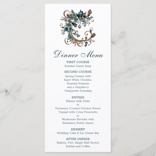 Menu Élégance florale dorée (Devant)