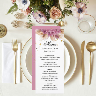Menu Élégance moderne Beauté Orchidée rose & Pampas & O