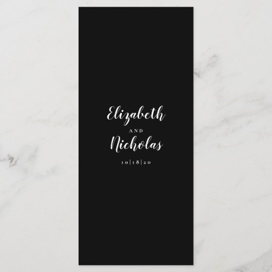 Menu Elégance moderne Mariage noir et blanc (Dos)