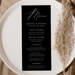 Menu Elégance moderne Mariage noir et blanc