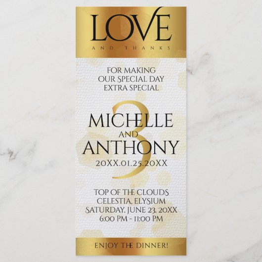 Menu Élégant 3ème anniversaire de Mariage en cuir (Dos)