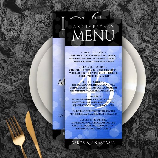 Menu Élégant 45e anniversaire de Mariage Sapphire