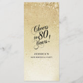 Menu Élégant 80e Anniversaire en Or (Dos)