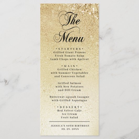 Menu Élégant 80e Anniversaire en Or (Devant)