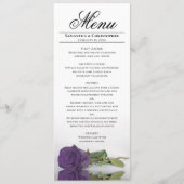 Menu Élégant Améthyste violet Rose Réflexions Mariage (Devant)