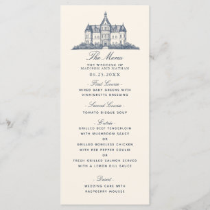 Menu Élégant Ancien Château Manor Mariage