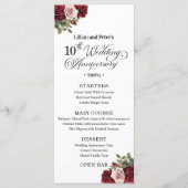 Menu Élégant Anniversaire de Mariage Fleurs 10 ans (Devant)